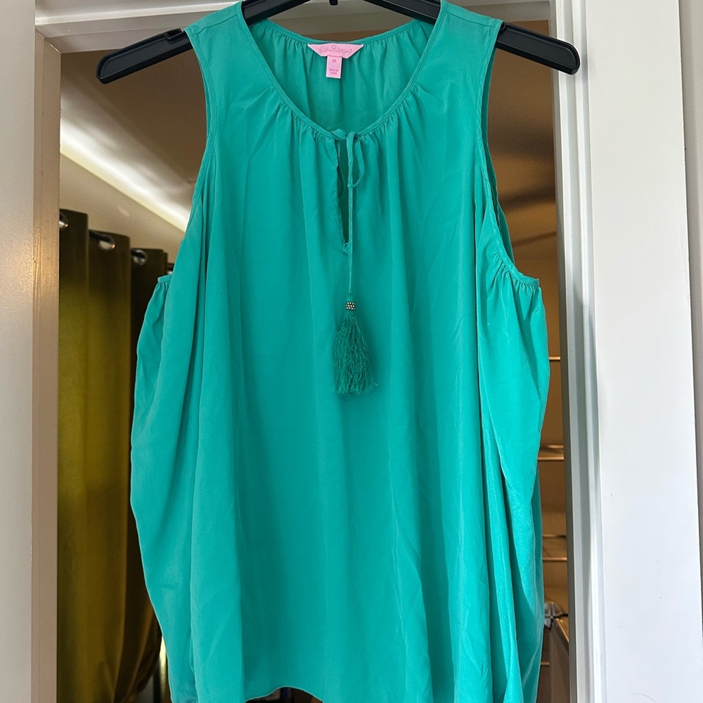 Lily Pulitzer Women's Bare-shoulder long sleeve Green Top- M